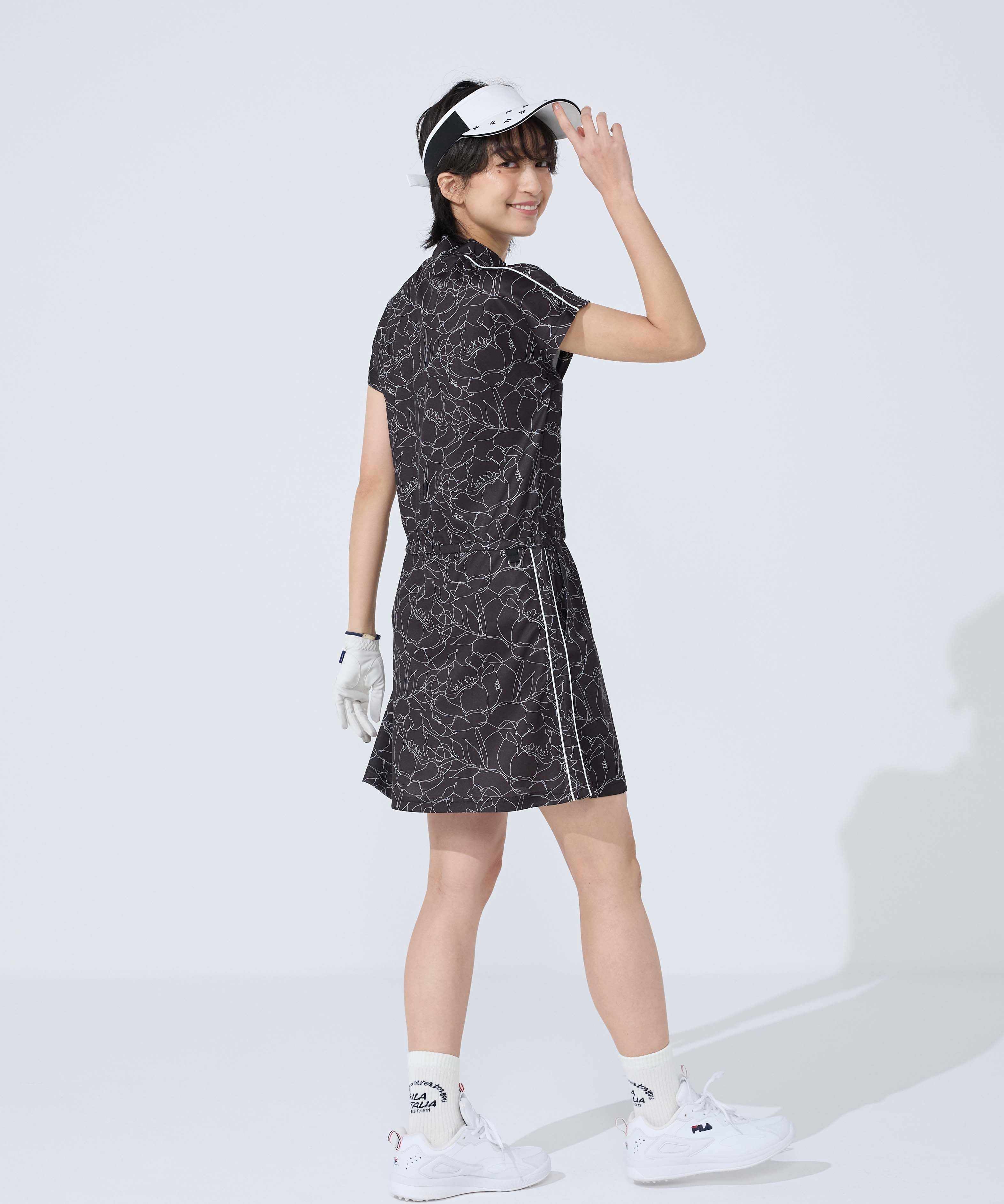 ラインフラワー柄モックネックワンピース | レディース - FILA GOLF