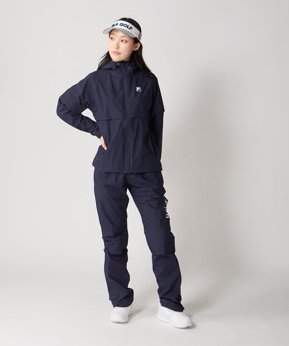 FILA GOLF レインウェア セットアップ ネイビー t-aymam 収納袋付きレインウェア上下セット | レディース - FILA GOLF（フィラ